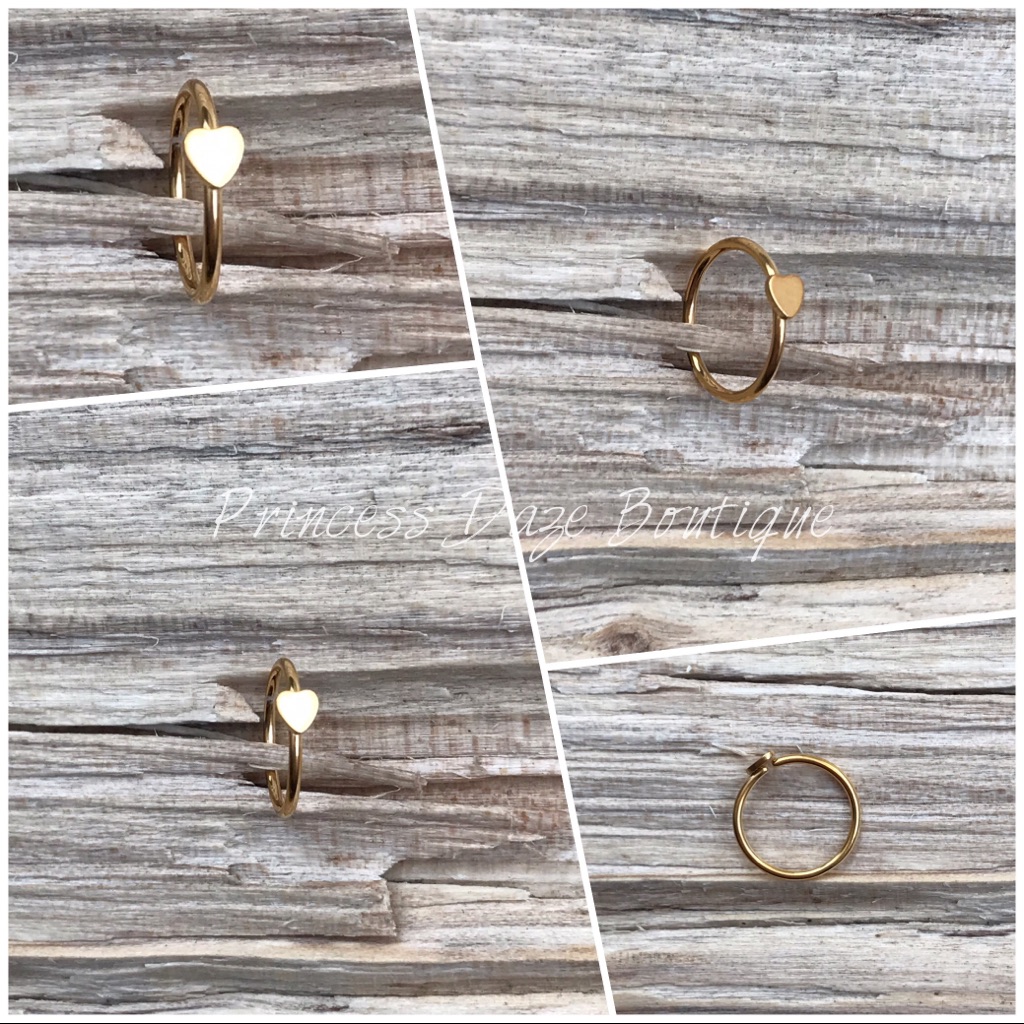 Gold Heart Nose Hoop
